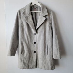J Jill womens Wool Blend Peacoat Coat Jacket size L in Gray Single Breasted
